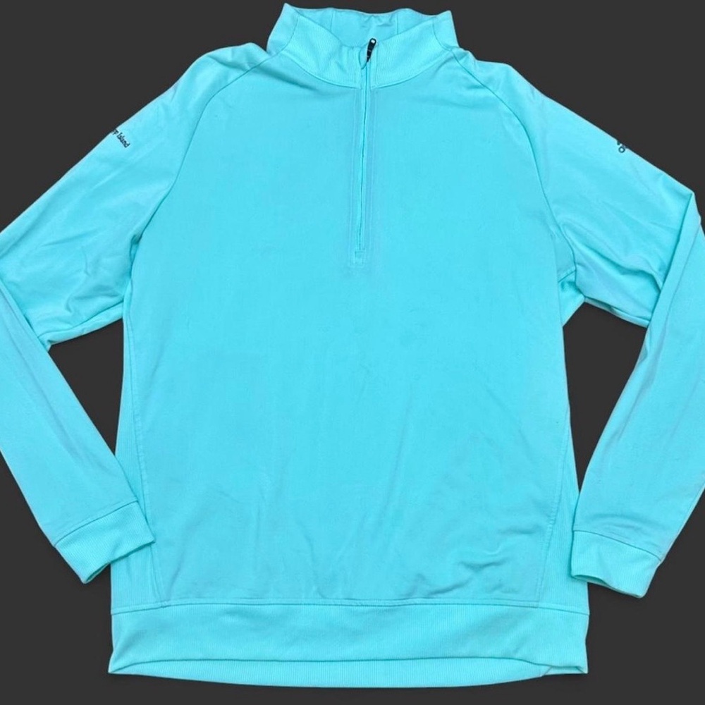 Adidas Golf 1/4 Zip Pullover L Aqua Fripp Island